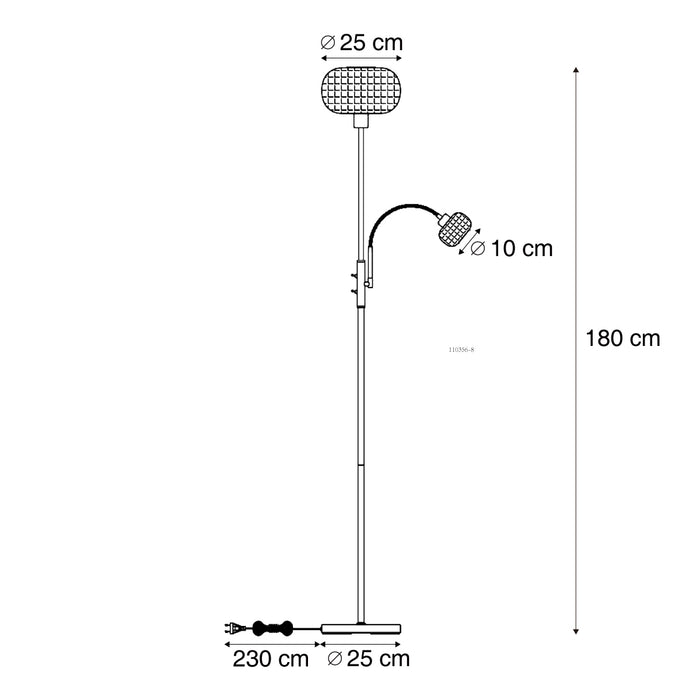 QAZQA Design vloerlamp zwart met smoke glas 2-lichts - Brianna