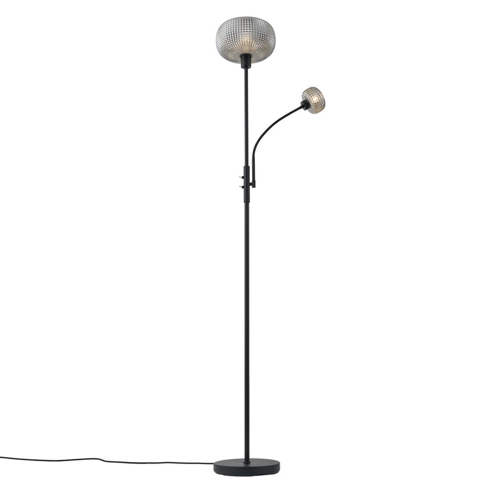 QAZQA Design vloerlamp zwart met smoke glas 2-lichts - Brianna