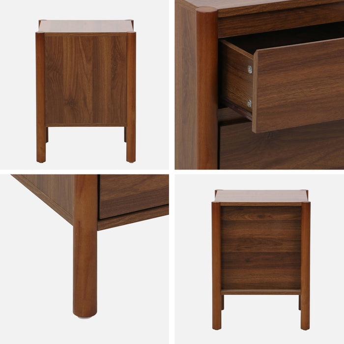 sweeek - Nachtkastje houteffect 2 laden (set van 2)