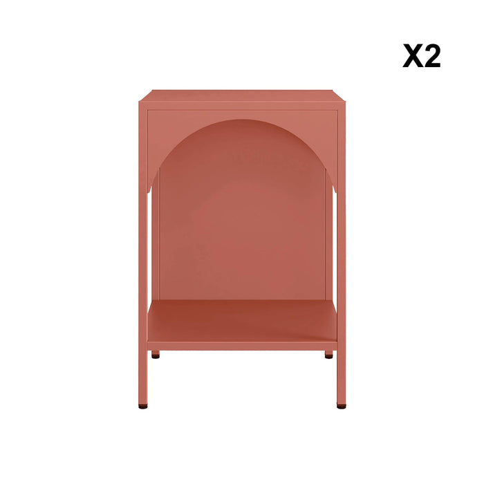 sweeek - Metalen nachtkastjes, industriële bijzettafels (set van 2)