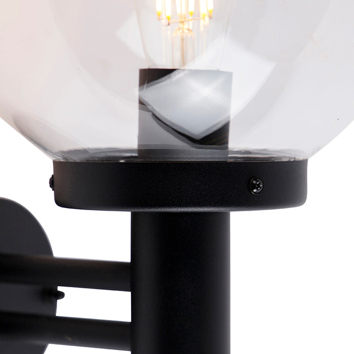 QAZQA Buiten wandlamp zwart met kunststof IP44 RVS - Sfera