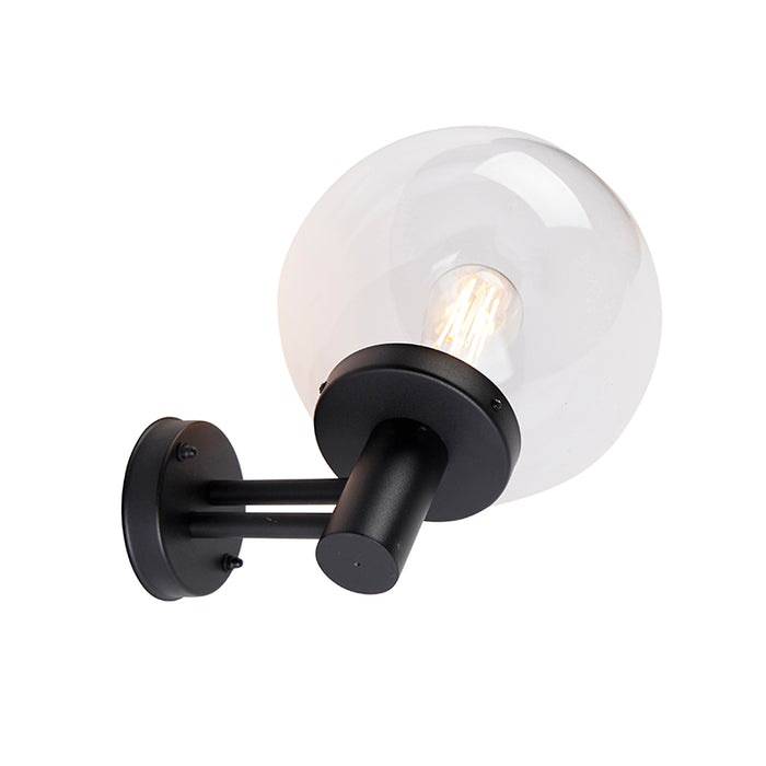 QAZQA Buiten wandlamp zwart met kunststof IP44 RVS - Sfera