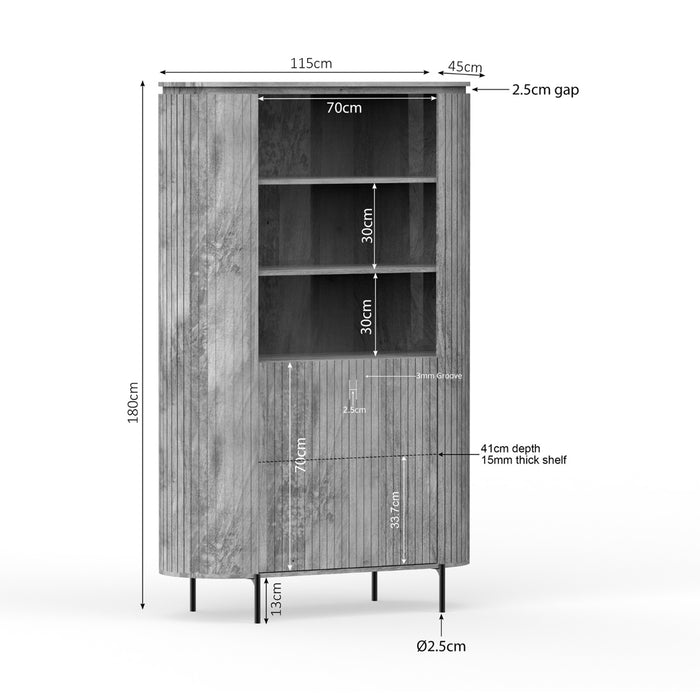 StarFurn - Wandkast Taupe Hout - 115x45x180cm - Solana