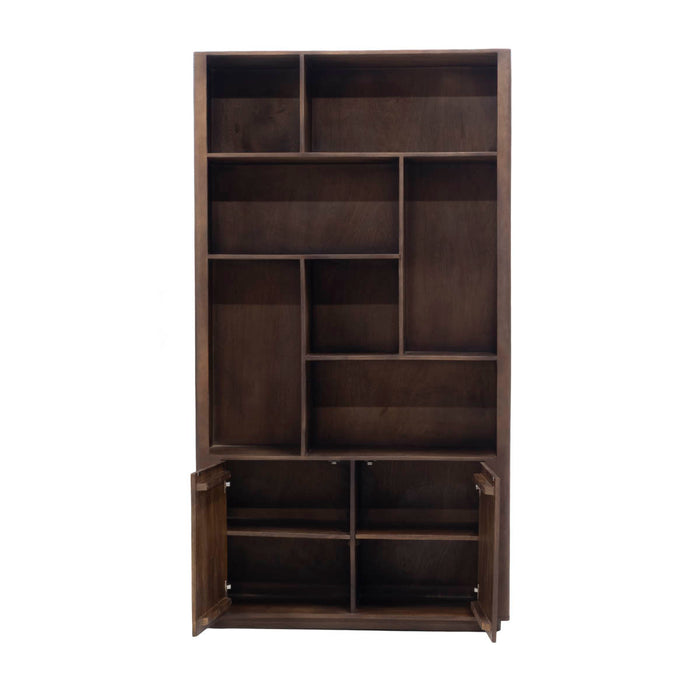 Giga Meubel - Wandkast Donkerbruin Mangohout - 120x45x220cm - Finn