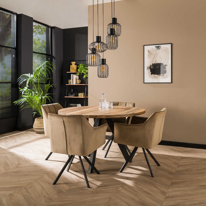 Giga Meubel - Hanglamp Zwart - 5-Lichts - 180x47x47cm - Getrapt