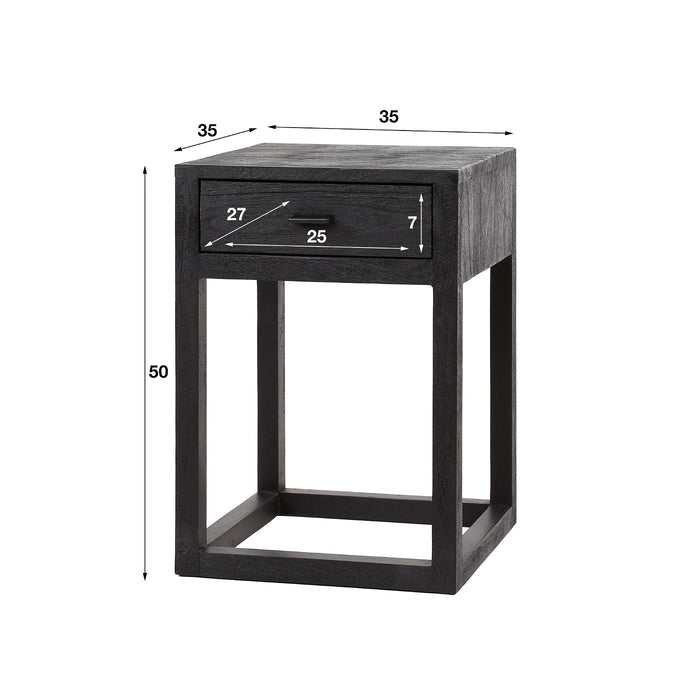 Giga Meubel - Nachtkastje Zwart Acaciahout - 35x35x50cm - Black