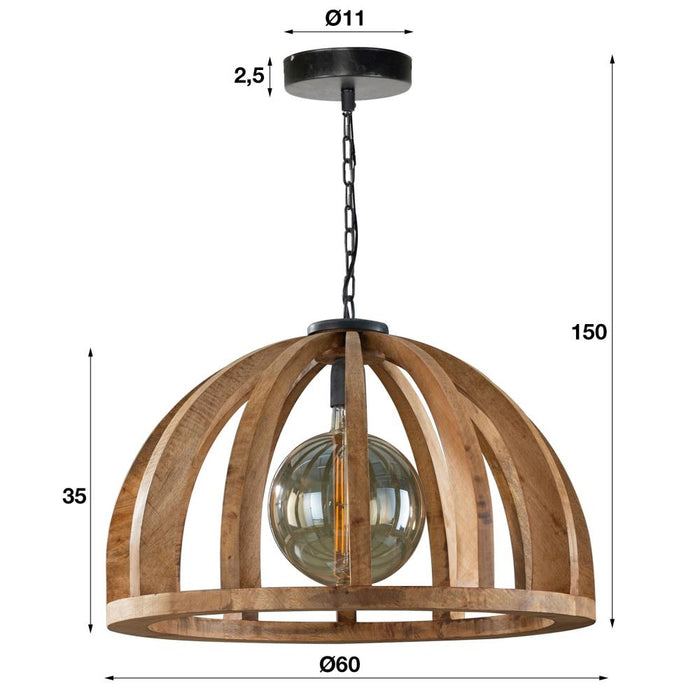Giga Meubel - Hanglamp Naturel Hout - 1-Lichts - Ø60x150cm