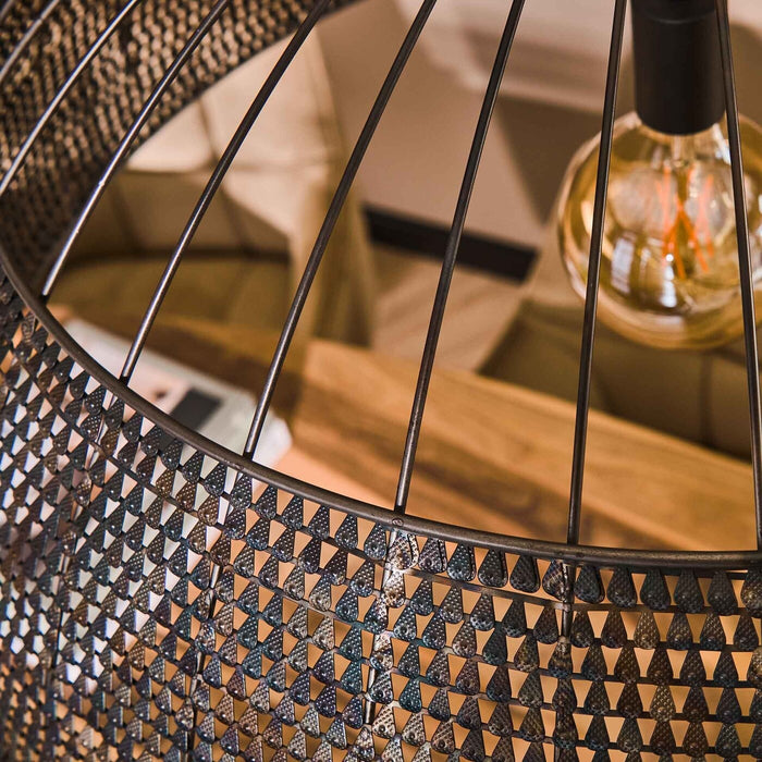 Giga Meubel - Hanglamp Zwart|Bruin - 1-Lichts - Ø80x80cm - Armor