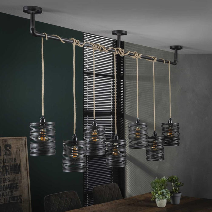 Giga Meubel - Hanglamp Zwart - 7-Lichts - Twist