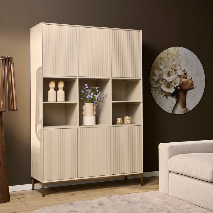 StarFurn - Vakkenkast Zandkleur Hout - 135x45x200cm - Madison XL