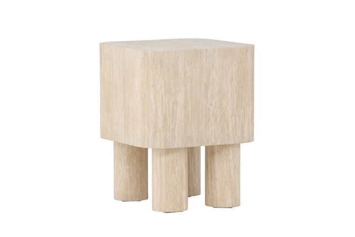 Fjôrd - Bijzettafel Vierkant - Travertinlook - 40cm - Klirou