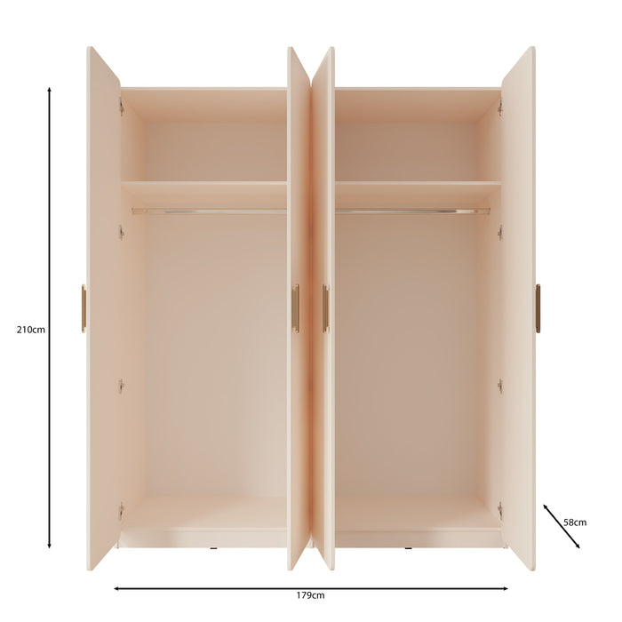 Meubella - Luzon - Kledingkast 4 deurs - Beige - 179x58x210 cm