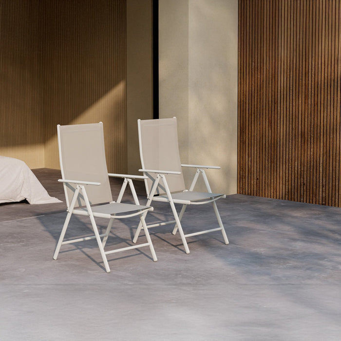 Fjôrd - Tuinstoel Beige Stof - Verstelbaar - Break - Set van 2