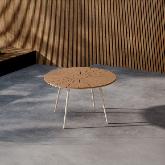 Fjôrd - Tuintafel Rond - Beige|Naturel Aluminium - 120cm - San Vito