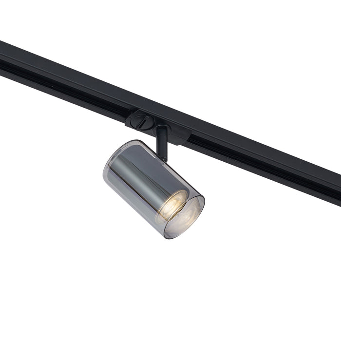 QAZQA Moderne spot zwart met smoke glas voor railsysteem 1-fase -