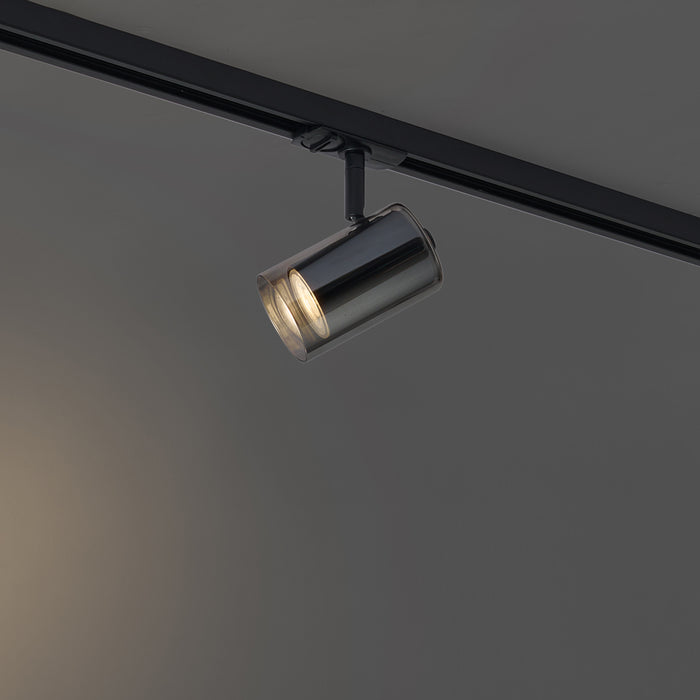 QAZQA Moderne spot zwart met smoke glas voor railsysteem 1-fase -