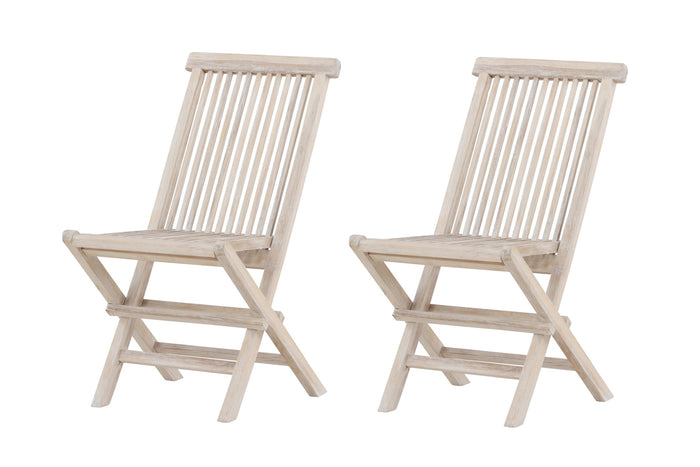 Fjôrd - Tuinstoel Whitewash Teakhout - Kenya - Set van 2