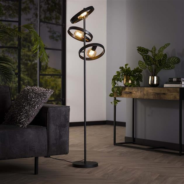 Giga Meubel - Vloerlamp Zwart - 3-Lichts - 40x40x155cm - Hover