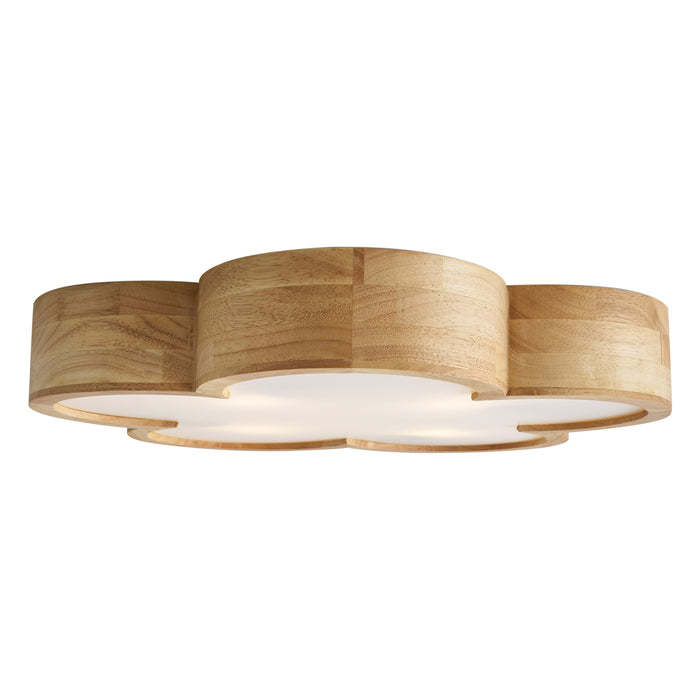 QAZQA Kinder plafondlamp hout met wit - Lucille