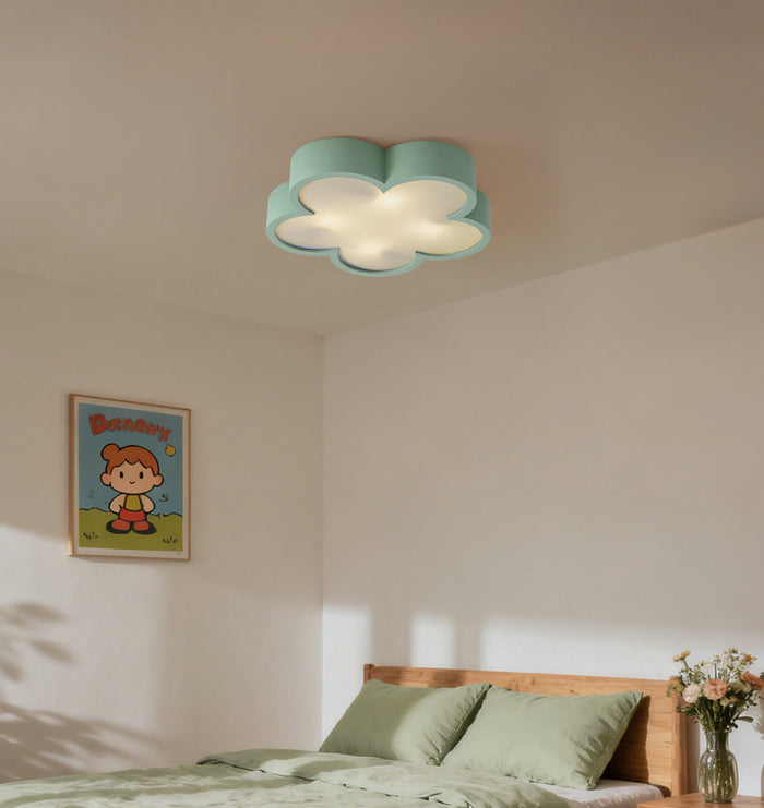QAZQA Kinder plafondlamp groen met wit - Lucille