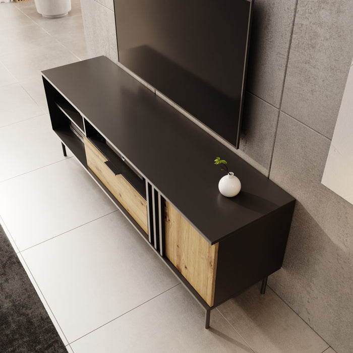 Meubella - Rogan - TV-Meubel - Zwart - 160 cm