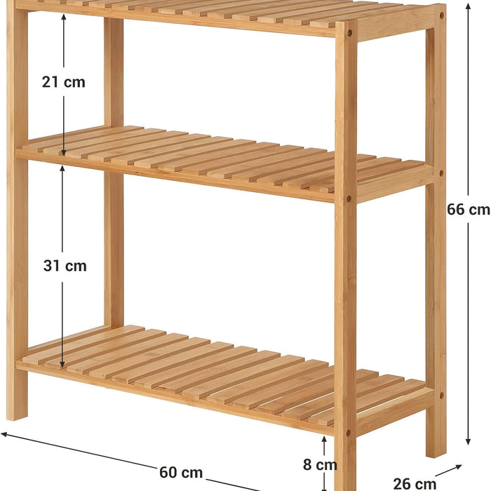 Badkamerrek - 3 legplanken - 60x66x26 cm - bamboe
