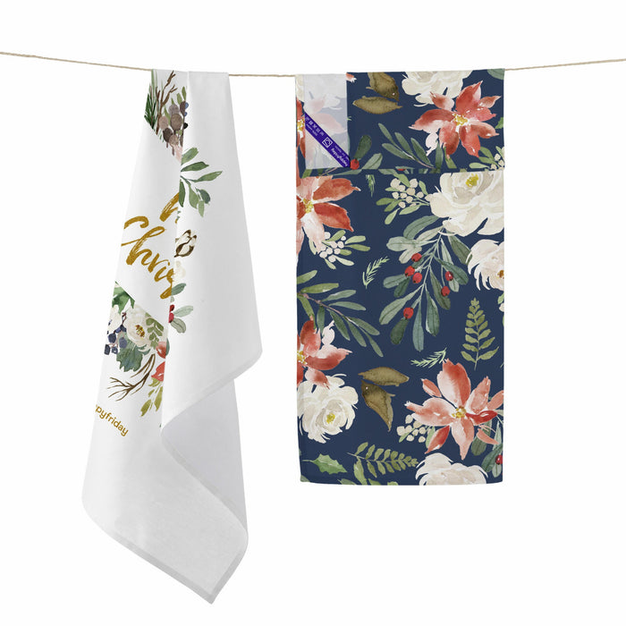 Elegant Xmas Keukenhanddoek 2 stuks 70x50 cm Xmas, Veelkleurig, 100% katoen, de kwaliteit van 200 Gr x m2