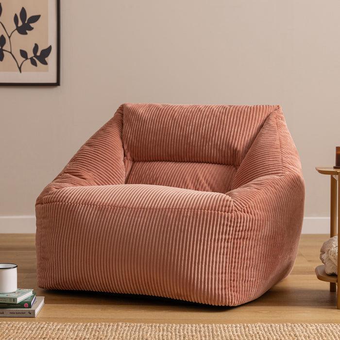 icon Natalia Zitzak Fauteuil met Poef - Ribfluweel - Oudroze