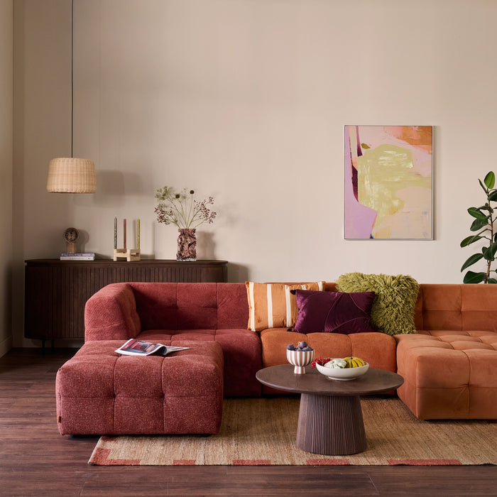 by fonQ Wies 3,5-zits Hoekbank Rechts met Hocker - Materiaalmix - Terra Blend