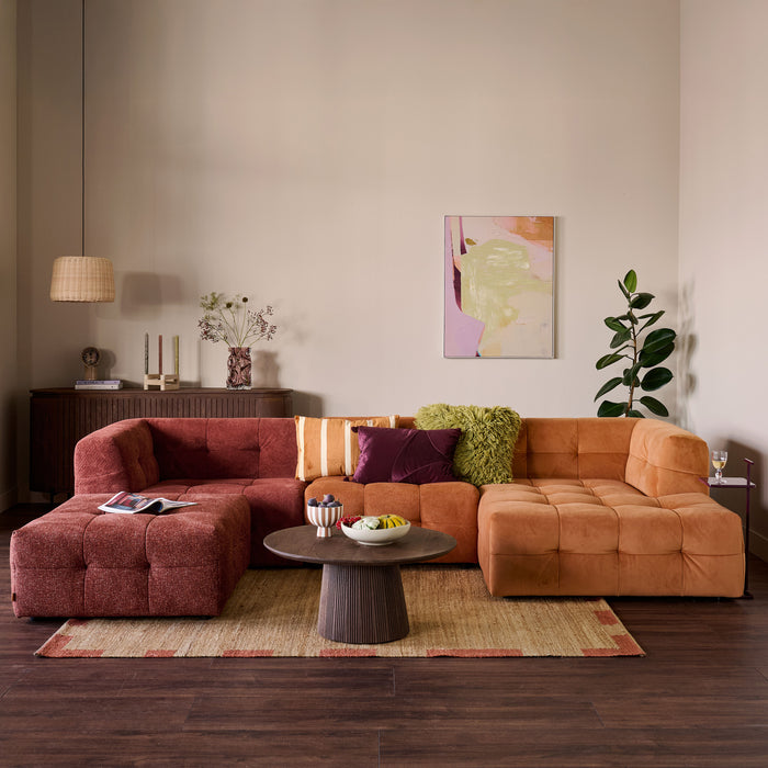 by fonQ Wies 3,5-zits Hoekbank Rechts met Hocker - Materiaalmix - Terra Blend