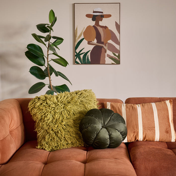 by fonQ Wies 3,5-zits Hoekbank Links met Hocker - Materiaalmix - Terra Blend