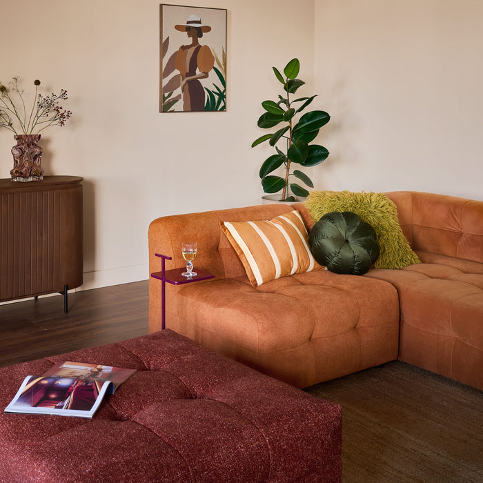 by fonQ Wies 3,5-zits Hoekbank Links met Hocker - Materiaalmix - Terra Blend