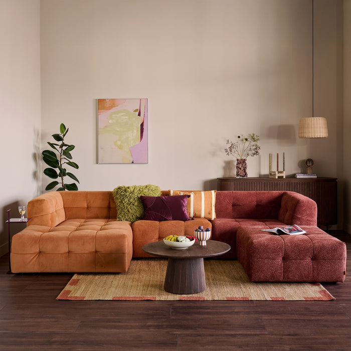 by fonQ Wies 3,5-zits Hoekbank Links met Hocker - Materiaalmix - Terra Blend