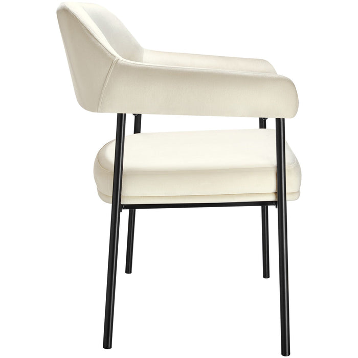 tectake® Eetkamerstoel Doé, gestoffeerd, stalen poten - Set van 4