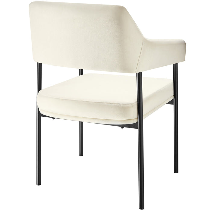 tectake® Eetkamerstoel Doé, gestoffeerd, stalen poten - Set van 4