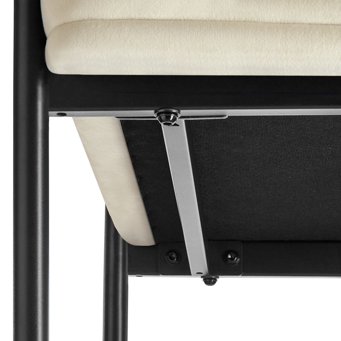 tectake® Eetkamerstoel Doé, gestoffeerd, stalen poten - Set van 4