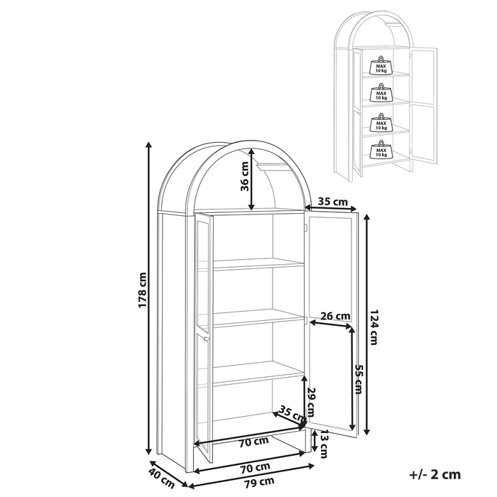 Beliani - GLENWOOD - Glazen vitrinekast - Lichtbruin - Vezelplaat