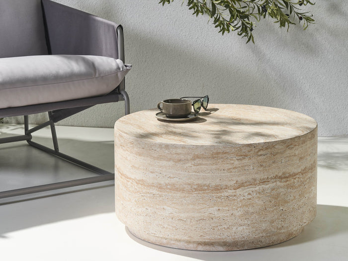 Beliani - ASIERIO - Bijzettafel - Beige - Lichtbeton (MgO)