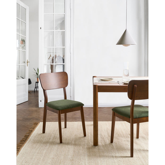 Beliani-MINIER-Eetkamerstoel set van 2-Donkerbruin|Groen-Rubberhout