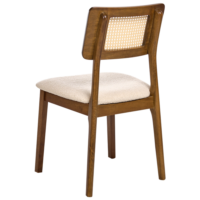 Beliani - EMBAR - Eetkamerstoel set van 2 - Bruin - Rubberhout|Bouclé