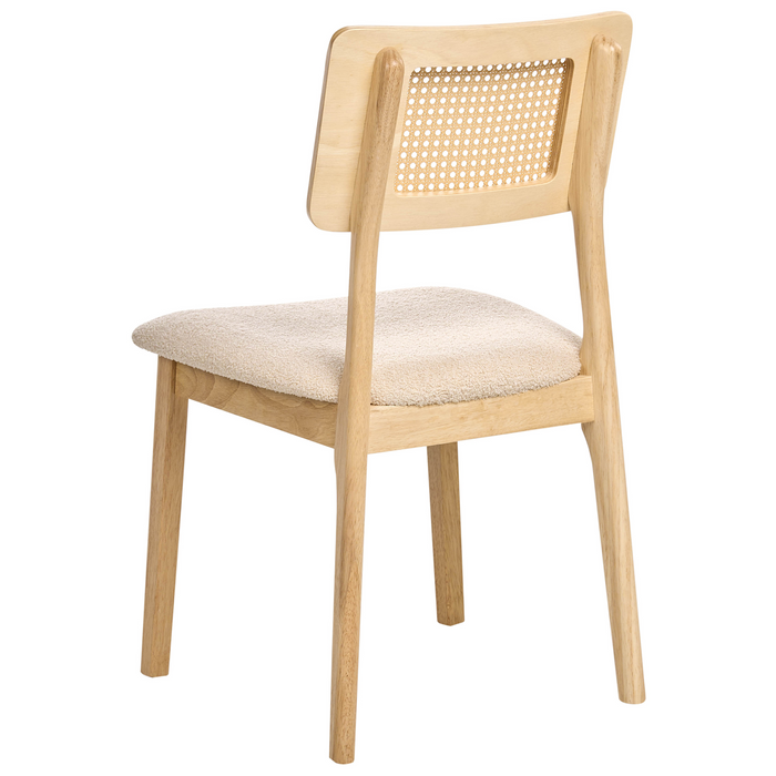 Beliani-EMBAR-Eetkamerstoel set van 2-Lichtbruin-Rubberhout|Bouclé