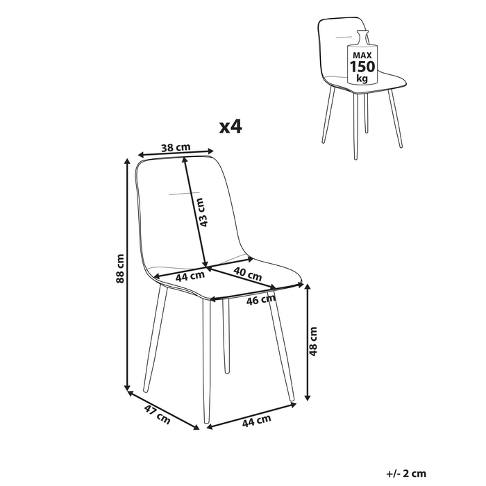 Beliani - TUSCOLA - Eetkamerstoel set van 4 - Beige - Stof