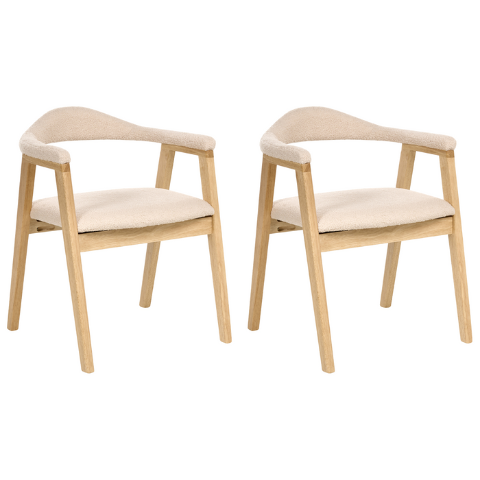 Beliani - ONECO - Eetkamerstoel set van 2 - Lichtbruin - Rubberhout