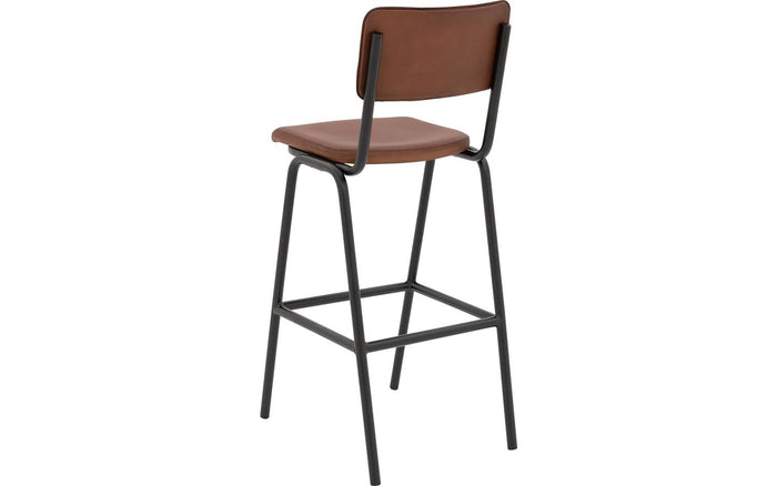 Goossens Barstoel Chaplin - bruin Leder zonder armleuning