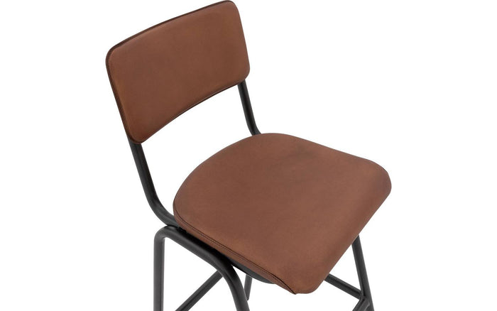 Goossens Barstoel Chaplin - bruin Leder zonder armleuning