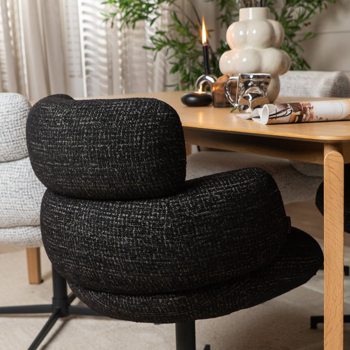Bronx71 Eetkamerstoel Coco gemêleerde stof zwart