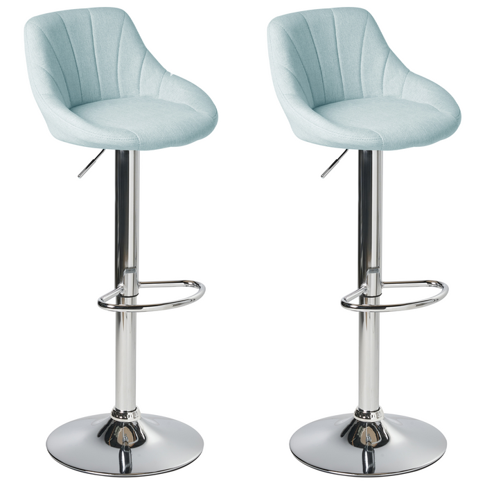 Beliani - LUCCA - Barkruk set van 2 - Lichtblauw - Stof