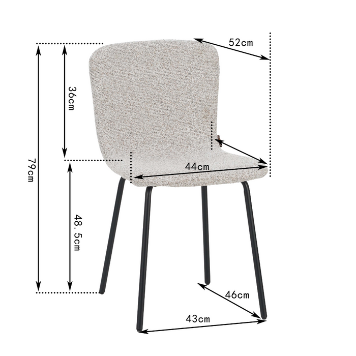 Eetkamerstoel Luca Beige Stof Set van 4