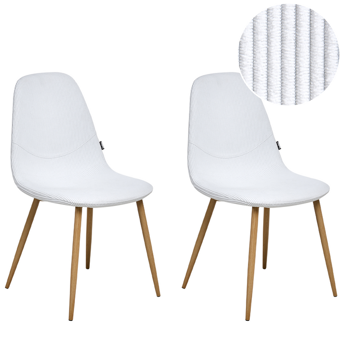 Beliani - HILDEN - Eetkamerstoel set van 2 - Wit - Corduroy