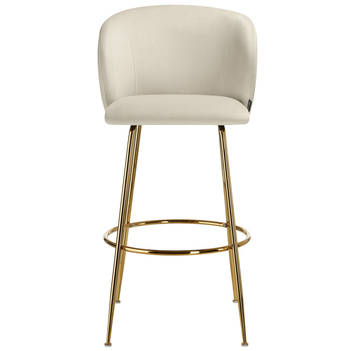 tectake® Barkruk Luana, met rugleuning, fluweellook - Set van 4